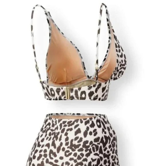 Aaron & Amber BIKINI Animal Print Retro DEEP PLUGE LEOPARD Gold Set NWT - Picture 9 of 11